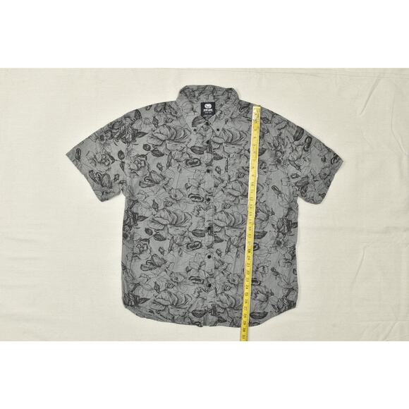 Ecko Unltd Men's Gray Floral Short Sleeve Button Down Shirt Size 2XL - Picture 3 of 8
